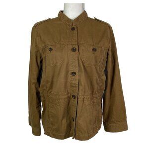 Eddie Bauer Jacket Women’s Size PL Petite Cotton Cargo Military Utility Brown